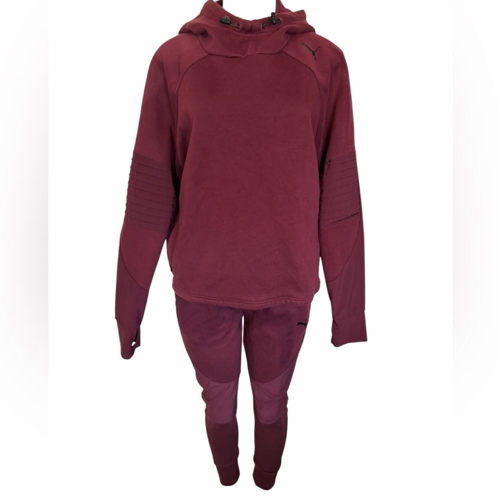 Puma women’s two piece jogger set pants pullover hooded sweatshirt outfit